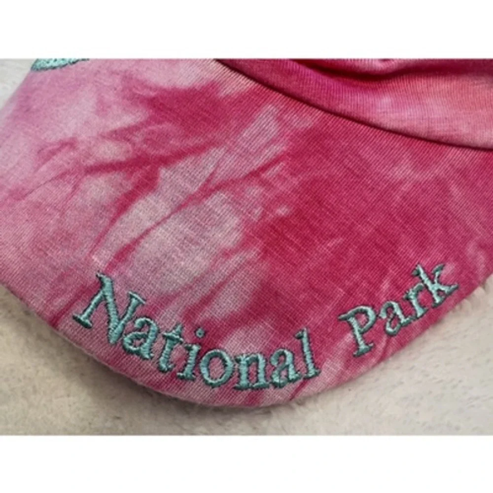 Vintage Y2K Yellowstone National Park Pink/Teal Tie Dye Hat Baseball Cap Adjusts